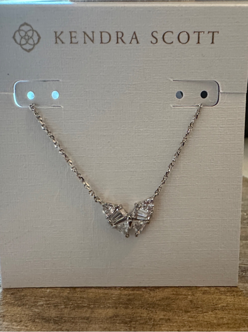 Kendra Scott Blair Butterfly Silver Clear Crystal Necklace - Picture 3 of 5